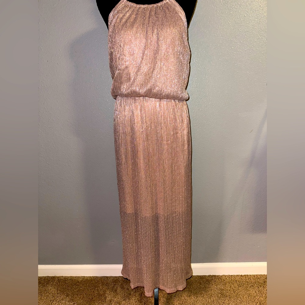 Long sparkly pink and sliver dress